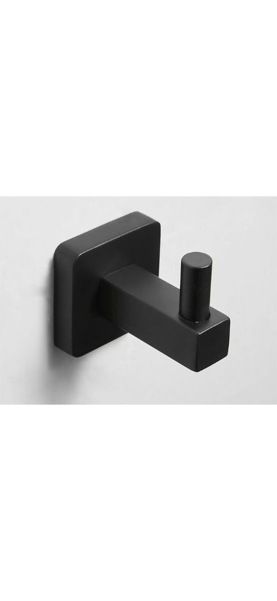 Cuier pătrat, negru, suport de perete pentru halate sau prosoape, model SUS304-9807H