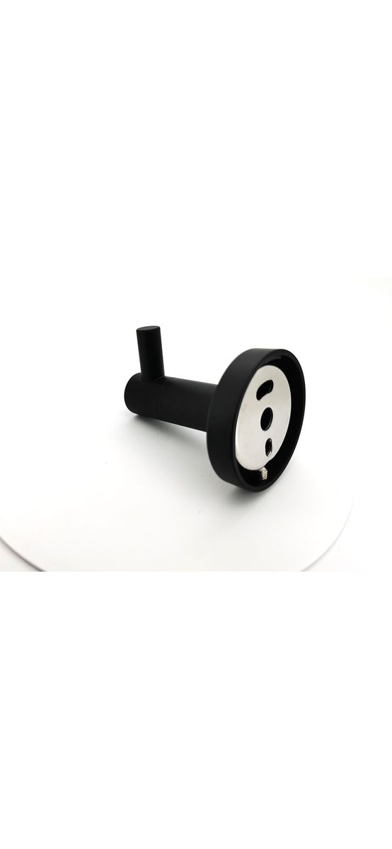 Cuier rotund, negru, suport de perete pentru halate sau prosoape, model 751541