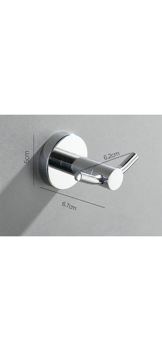Cuier din inox periat, suport de perete dublu pentru halate sau prosoape, model 75154