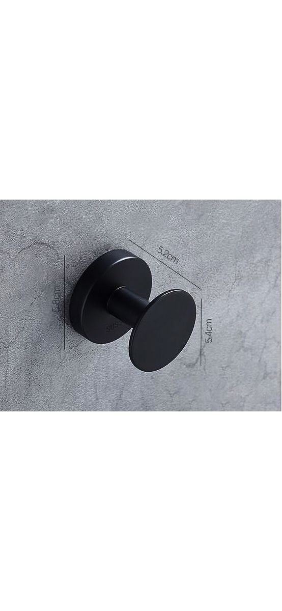 Cuier rotund, negru, suport de perete pentru halate sau prosoape, model SUS304-1602