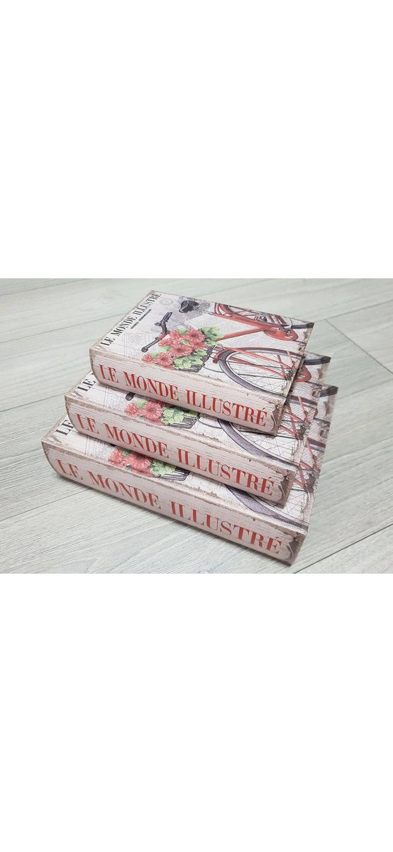 Set 3 cutii decorative din lemn, Folina, model Bicicletă