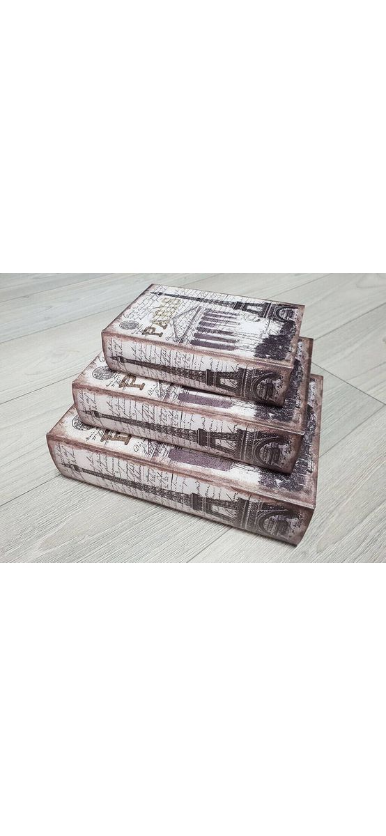 Set 3 cutii decorative din lemn, Folina, model Mon Paris