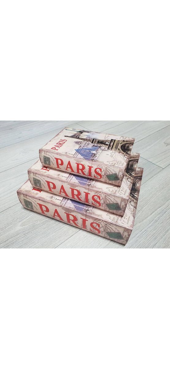 Set 3 cutii decorative din lemn, Folina, model Paris