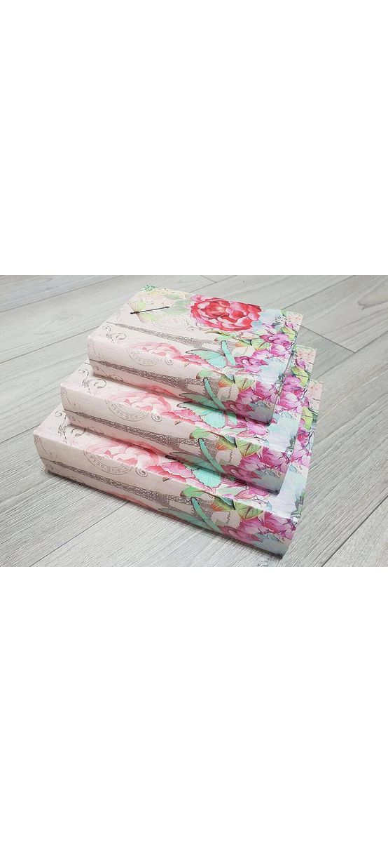 Set 3 cutii decorative din lemn, Folina, model Spring in Paris