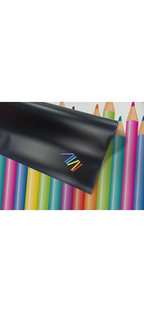 Set autocolant tablă de scris neagră şi bordură creioane colorate, Folina EDU71, decor pentru grădiniţe şi şcoli