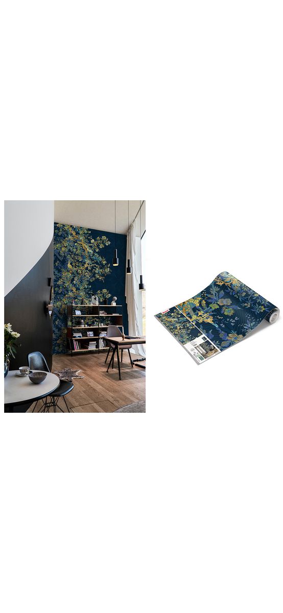Fototapet Nocturne Albastru, Komar, 200x280 cm – design floral și geometric elegant
