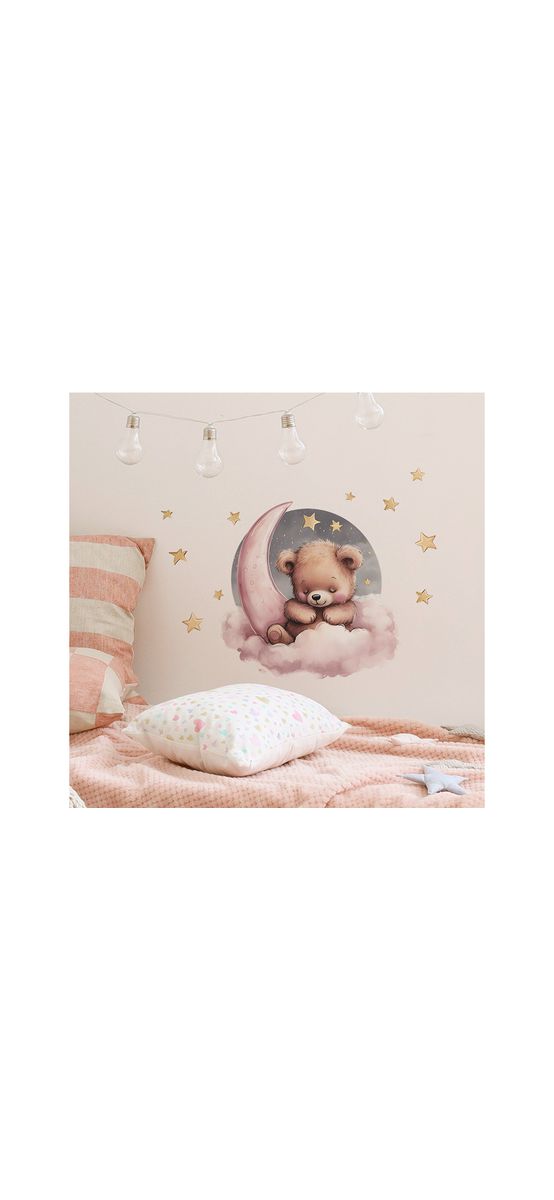 Sticker cameră bebe, Ursuleţul somnoros, decor perete şi mobilă, 60x40 cm
