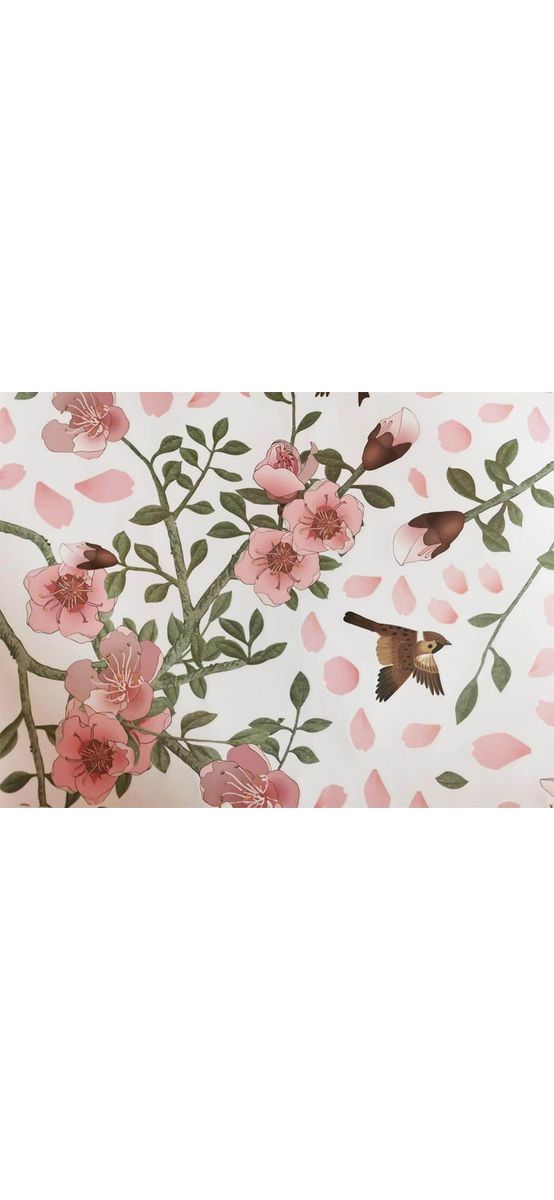 Sticker decorativ crengi înflorite, Folina, imprimeu floral roz