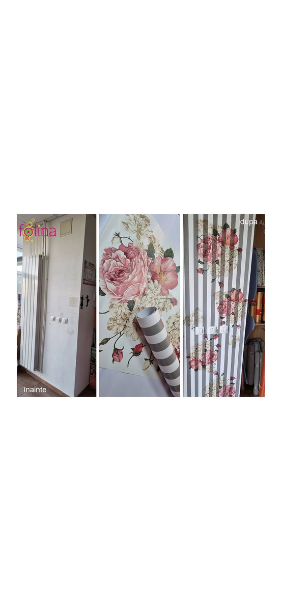 Autocolant mobilă decorativ, Folina, alb cu dungi gri, 100 cm lăţime