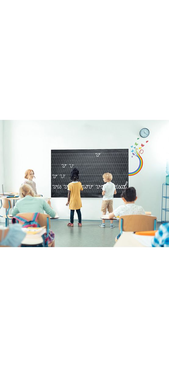 Set autocolant tablă de scris neagră şi sticker Fluturi curcubeu, Folina EDU75, decor pentru grădiniţe şi şcoli