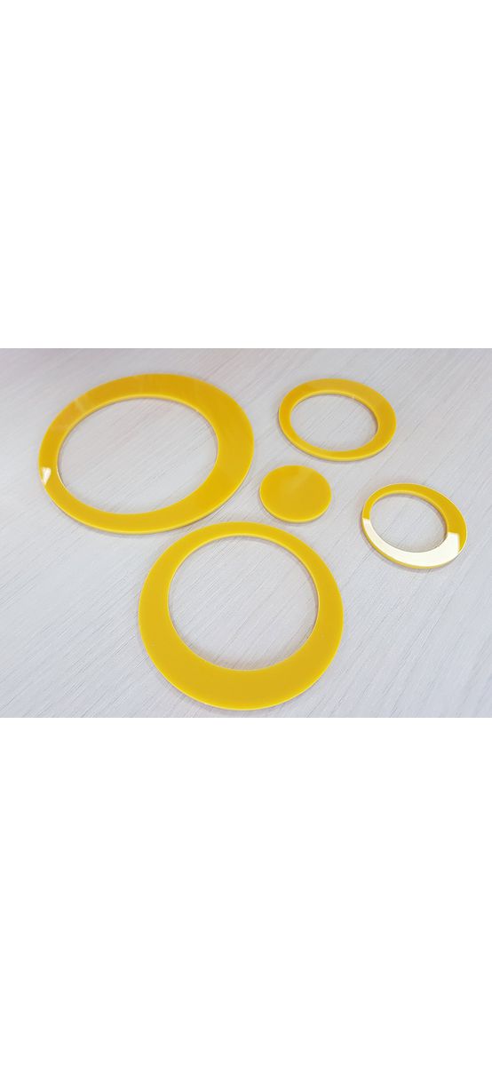 Set 12 stickere cercuri, decoraţiune perete din plexiglass galben lucios
