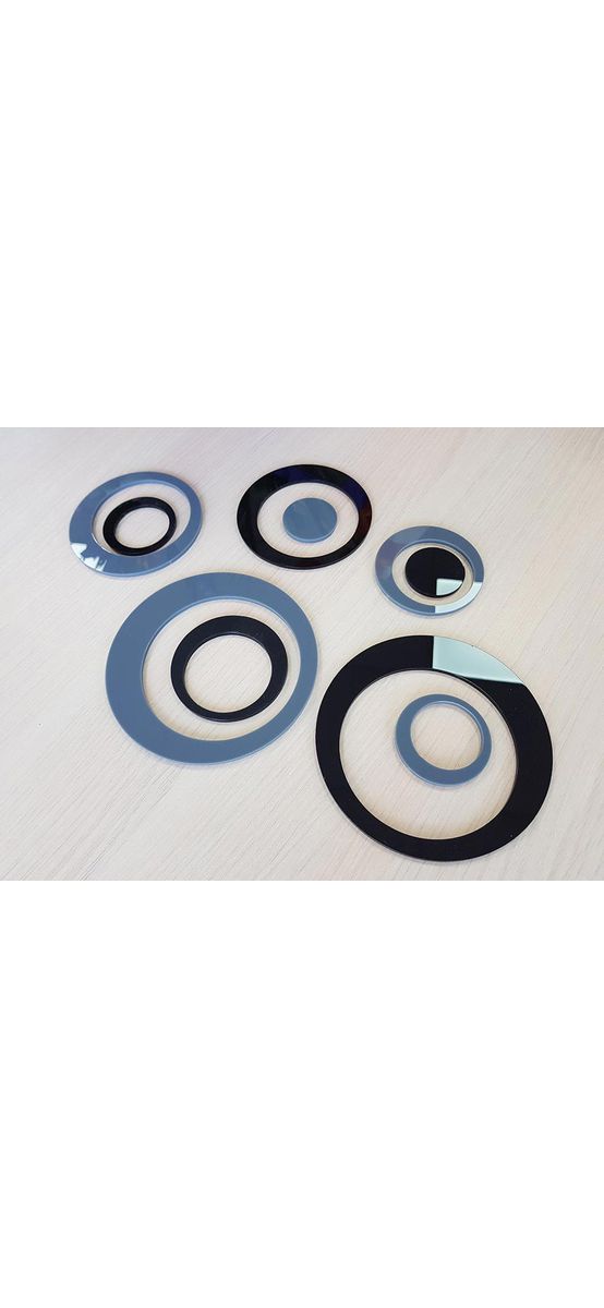 Decoraţiune perete Duo Grau, Folina, accesoriu cu cercuri colorate, set decorațiune 10 bucăți