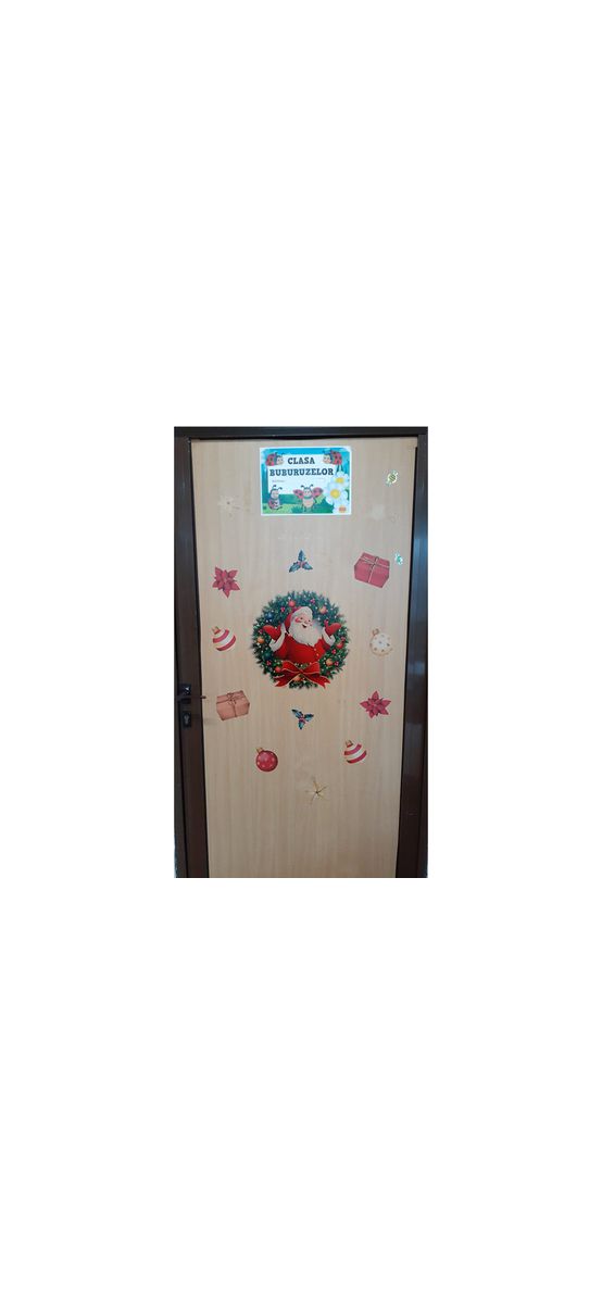 Sticker Crăciun, coroniţă cu Moş Crăciun, 37 cm diametru