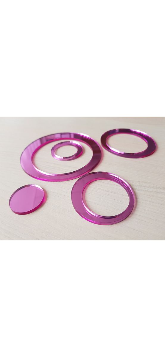 Set 25 stickere cercuri, decoraţiune perete din oglindă roz