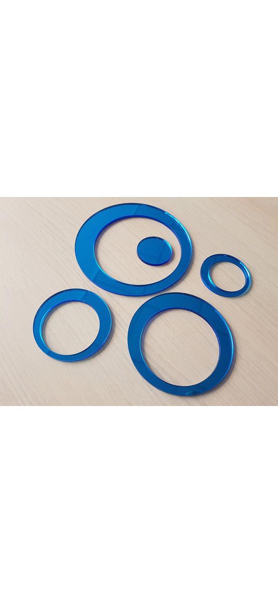 Set 25 stickere cercuri, decoraţiune perete din oglindă acrilica albastră