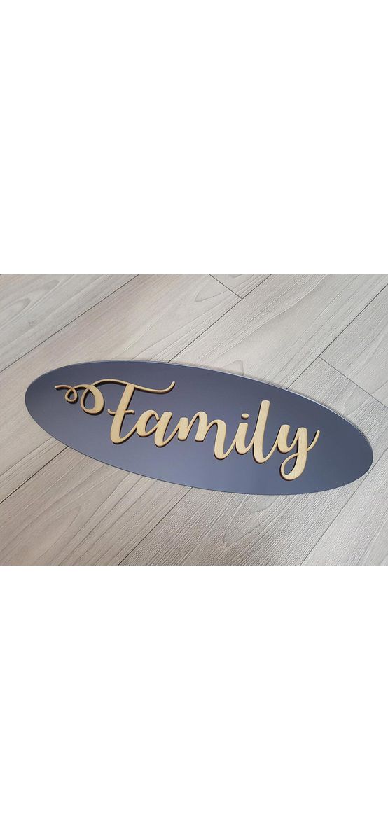 Decoraţiune perete Family, Folina, culoare gri, dimensiune decorațiune 60x22 cm