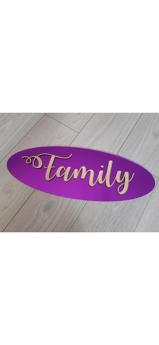 Decoraţiune perete Family, Folina, culoare mov, dimensiune decorațiune 60x22 cm