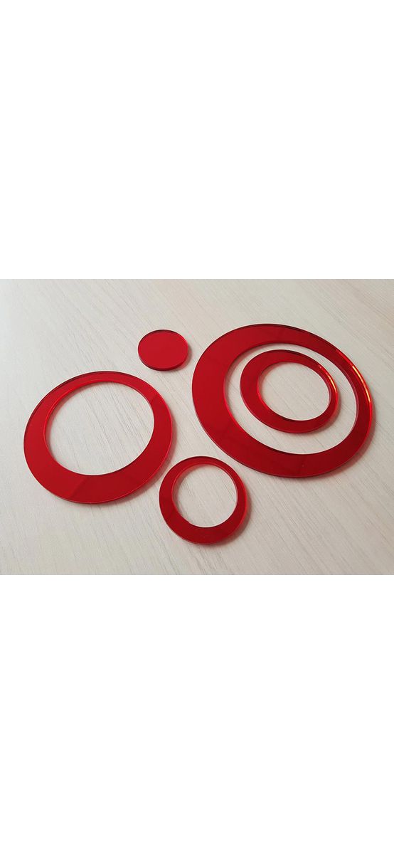 Set 25 stickere cercuri, decoraţiune perete din oglindă roşie