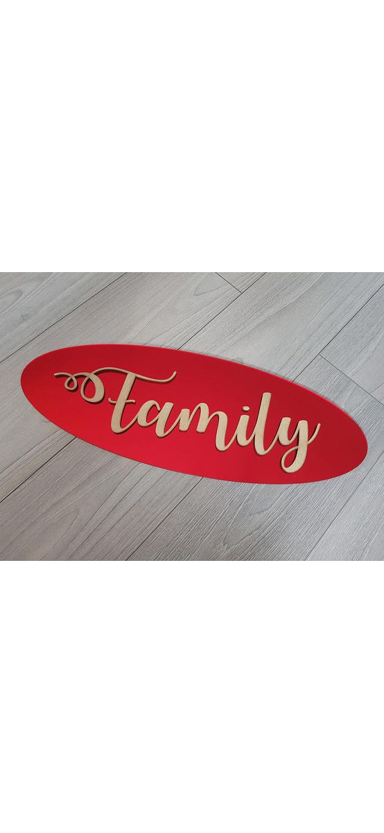 Decoraţiune perete Family, Folina, culoare roșie, dimensiune decorațiune 60x22 cm 