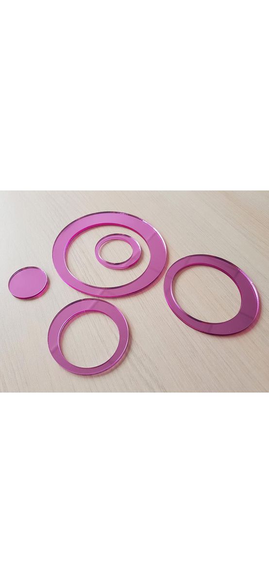 Set 25 stickere cercuri, decoraţiune perete din oglindă roz