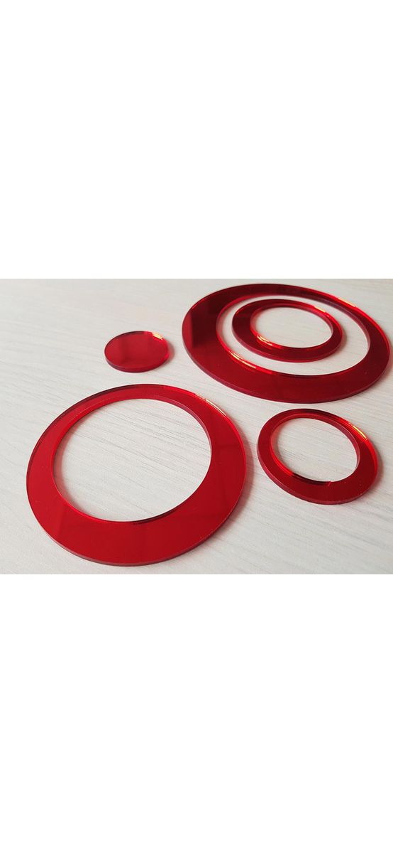 Set 25 stickere cercuri, decoraţiune perete din oglindă roşie