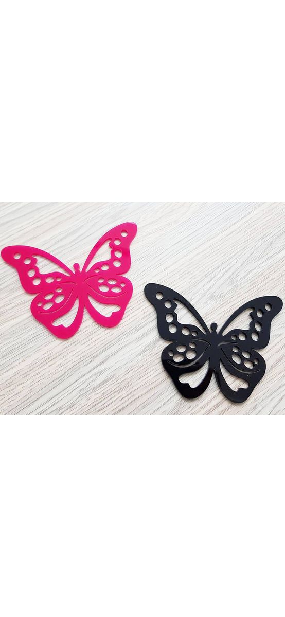 Decoraţiune perete Fluturi Alla, Folina, negru şi magenta, set decorațiune 2 buc