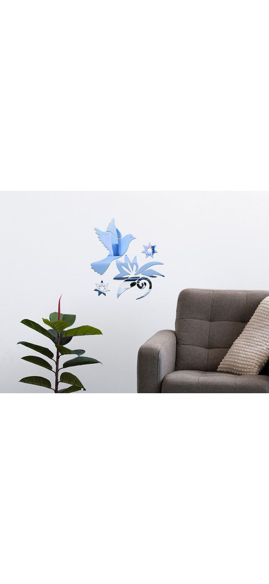 Sticker oglindă Pasăre, Folina, albastră, 50x46 cm