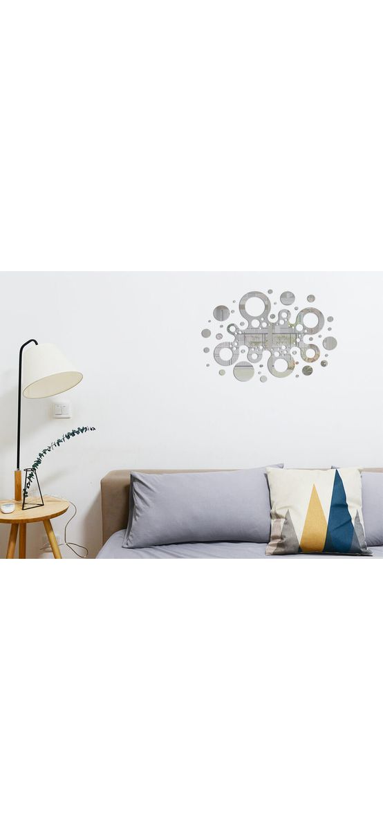 Decoraţiune perete Dante, din oglindă acrilică gri, model geometric