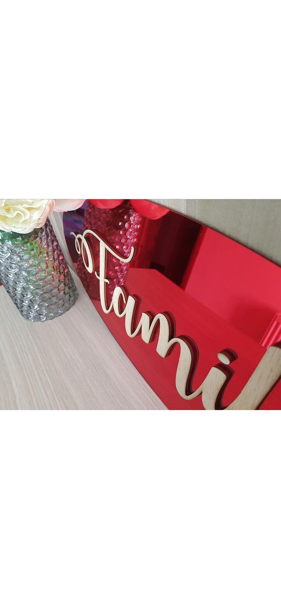 Decoraţiune perete Family, Folina, culoare roșie, dimensiune decorațiune 60x22 cm 