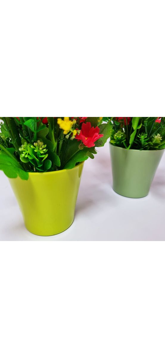 Set 2 ghivece verzi cu flori artificiale roz, 25 cm înălţime