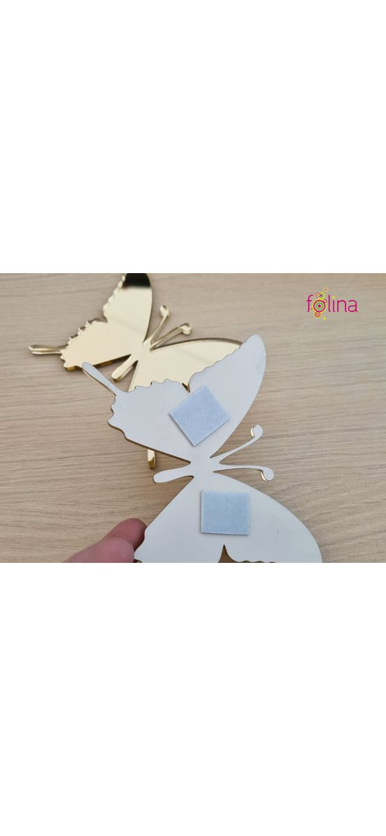 Set 12 stickere oglindă, fluturi aurii şi bronz