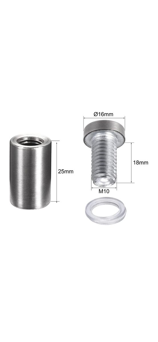 Distanţiere semnalistică, din inox argintiu, 16 x 25 mm