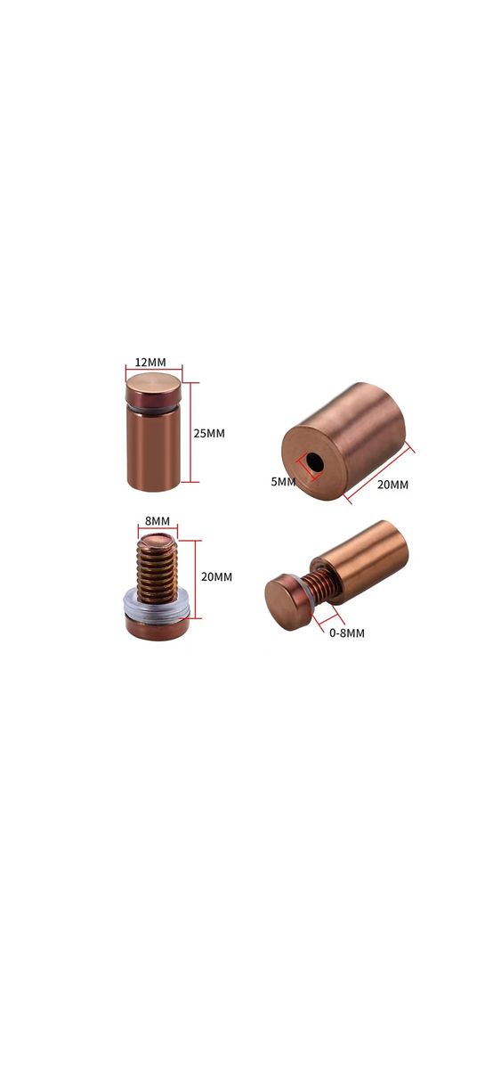 Distanţiere semnalistică culoarea cuprului, Folina, din inox, 12x20 mm