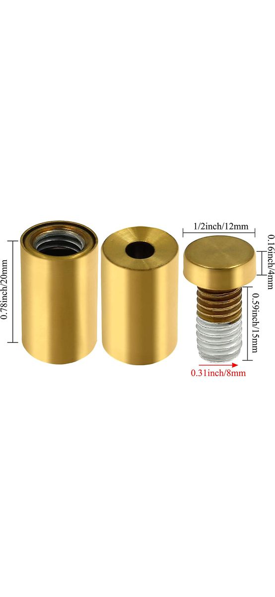 Distanţiere semnalistică aurii, Folina, din inox, 12x20 mm