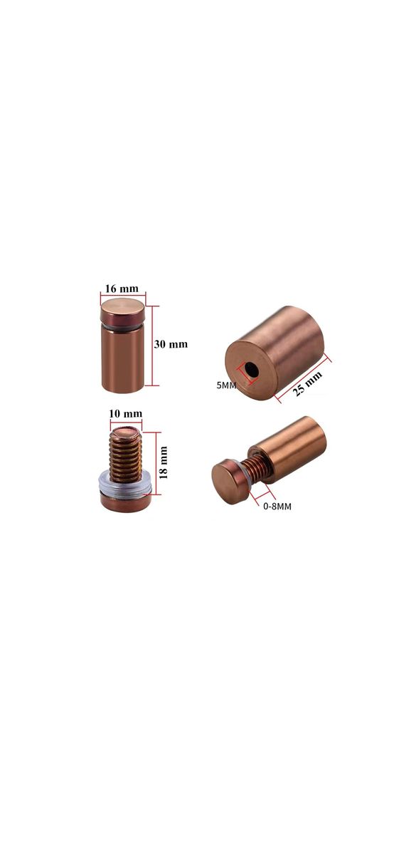 Distanţiere semnalistică culoarea cuprului, Folina, din inox, 16x30 mm