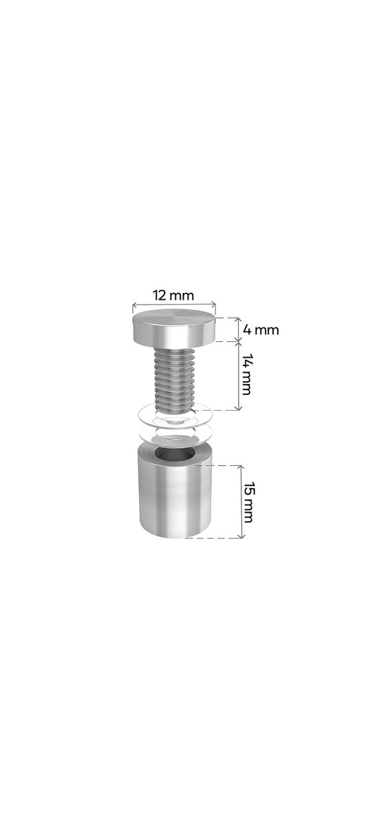 Distanţiere semnalistică, Folina, din inox, 12x15 mm