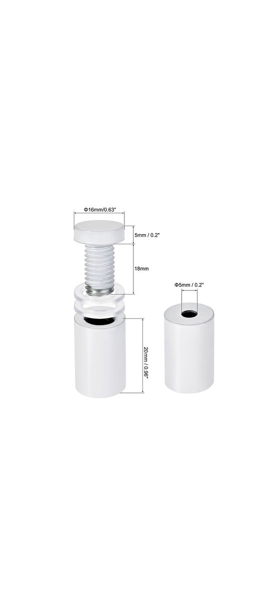 Distanţiere semnalistică albe, Folina, din inox, 16 x 15 mm
