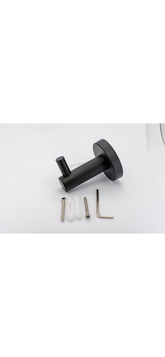 Cuier rotund, negru, suport de perete pentru halate sau prosoape, model 751541