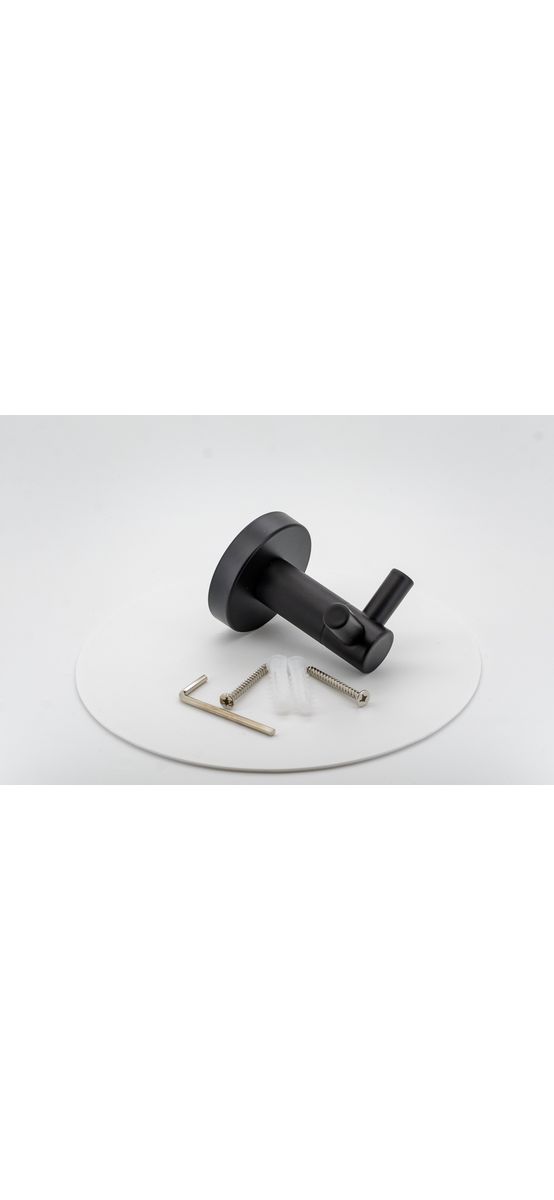Cuier din inox negru, suport de perete dublu pentru halate sau prosoape, model 751542