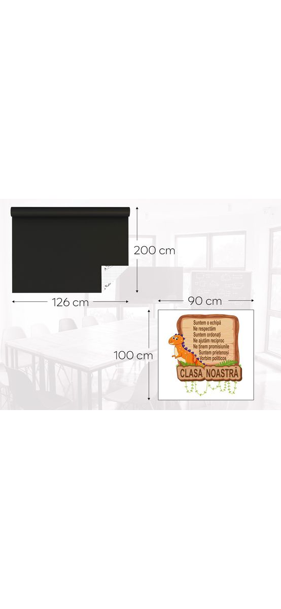 Set autocolant tablă de scris neagră şi sticker Clasa noastră, Folina EDU73, decor pentru grădiniţe şi şcoli