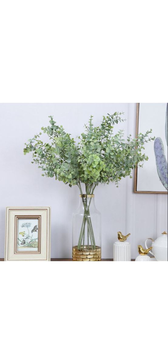 Plantă artificială Eucalipt verde pudrat, 60 cm înălţime, 3 bucăţi