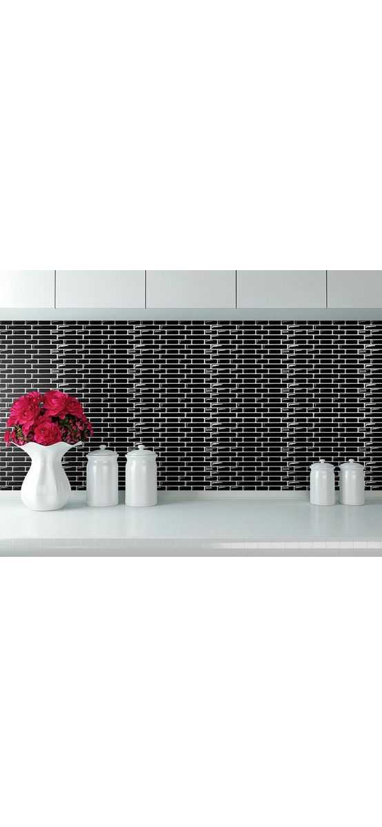 Faianţă autoadezivă 3D Smart Tiles Ania, Folina, mozaic negru, set faianță 10 bucăţi