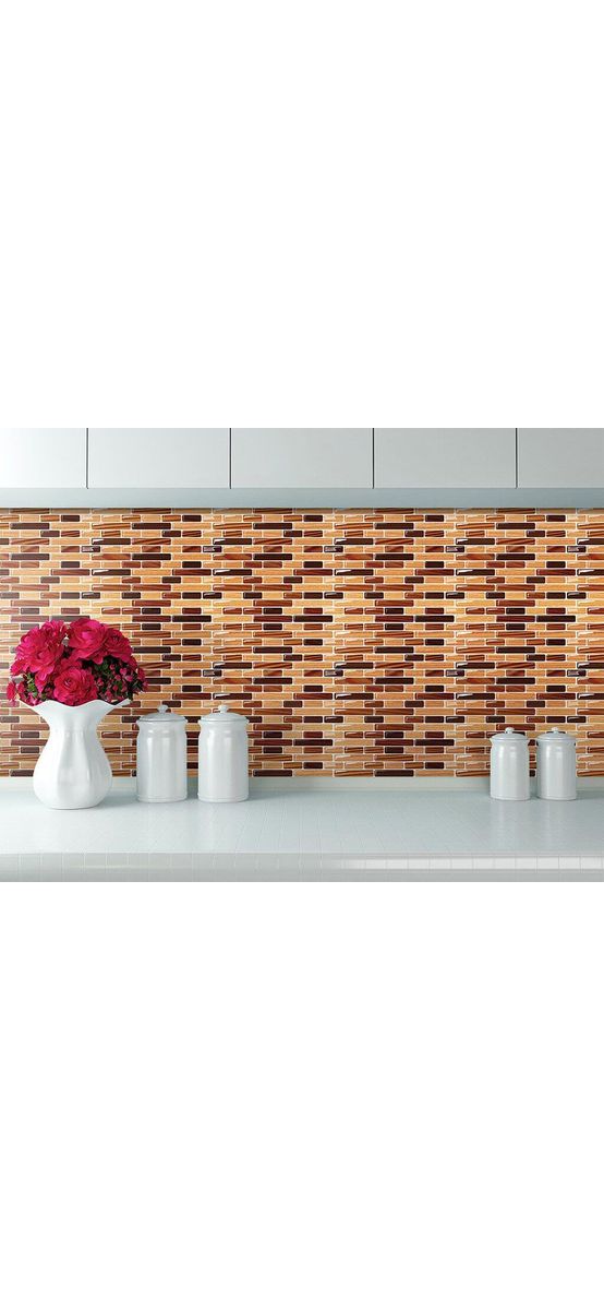 Faianţă autoadezivă 3D Smart Tiles Cruz, Folina, nuanțe de maro, set faianță 10 bucăţi
