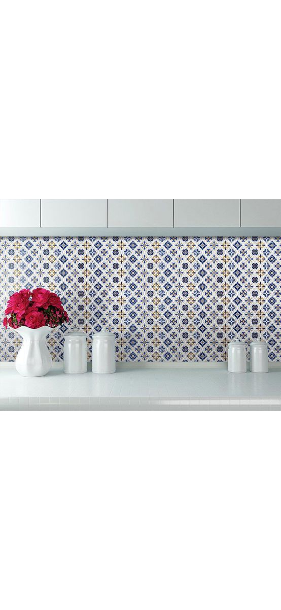 Faianţă 3D Smart Tiles, Damasc Emilia, Folina, model rustic albastru - set faianță 10 bucăţi