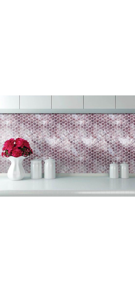 Faianţă autoadezivă 3D Smart Tiles Elissa, Folina, mozaic mov, set faianță 10 bucăţi