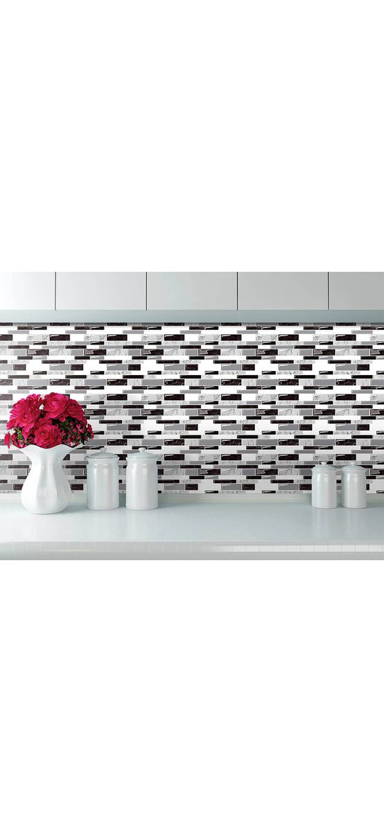 Faianţă autoadezivă 3D Smart Tiles Henan, Folina, mozaic gri, set faianță 10 bucăţi