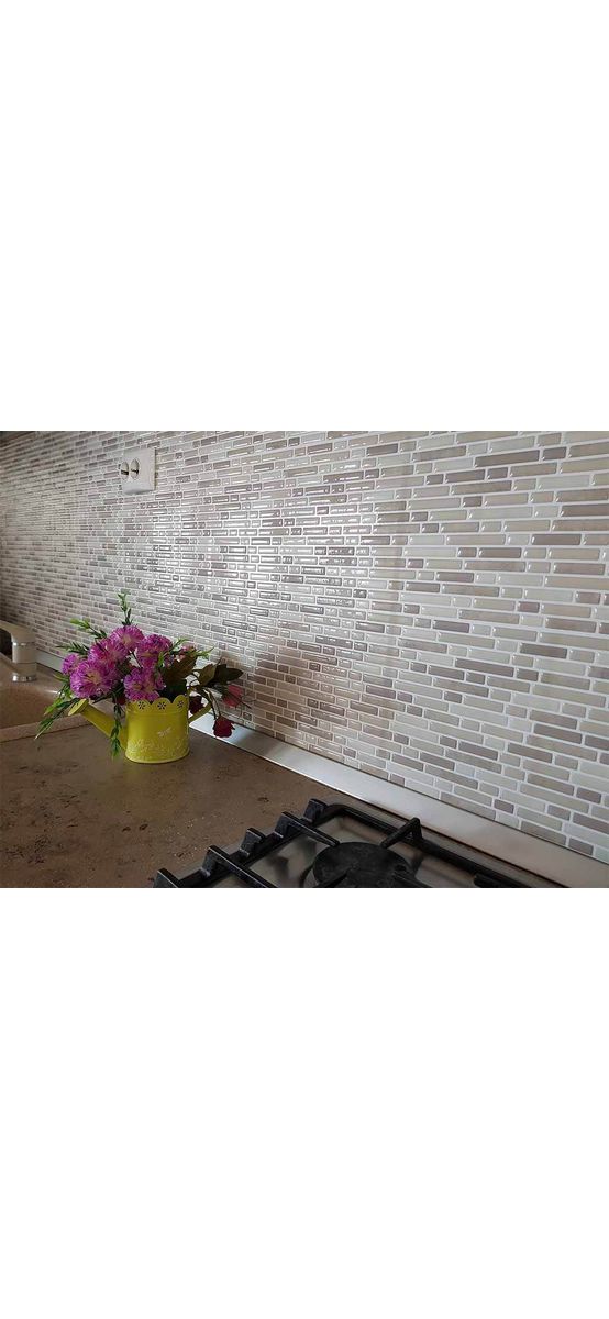 Faianţă autoadezivă 3D mozaic gri - set 10 bucăţi