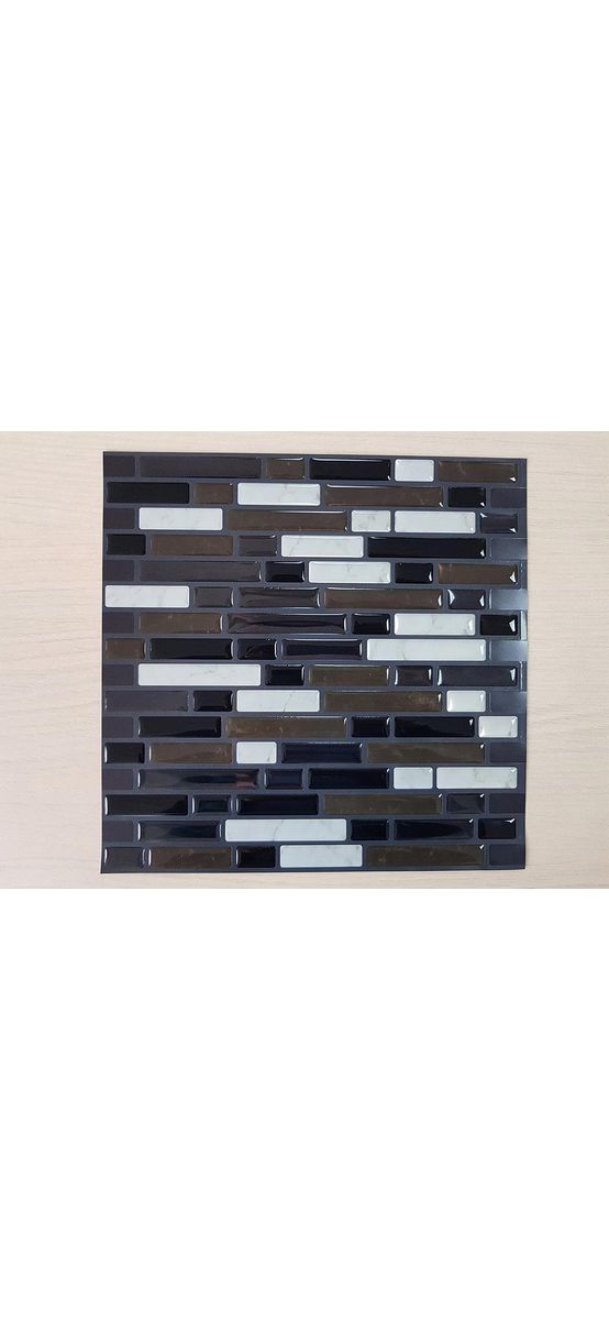 Faianţă autoadezivă 3D mozaic negru intercalat - set 10 bucăţi