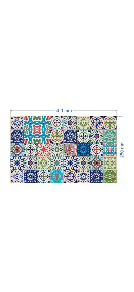 Set 12 Stickere faianţă Patchwork Blue, Folina, model albastru, 25x40 cm