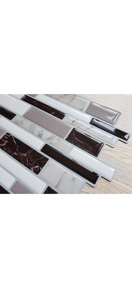 Faianţă autoadezivă 3D Smart Tiles Henan, Folina, mozaic gri, set faianță 10 bucăţi